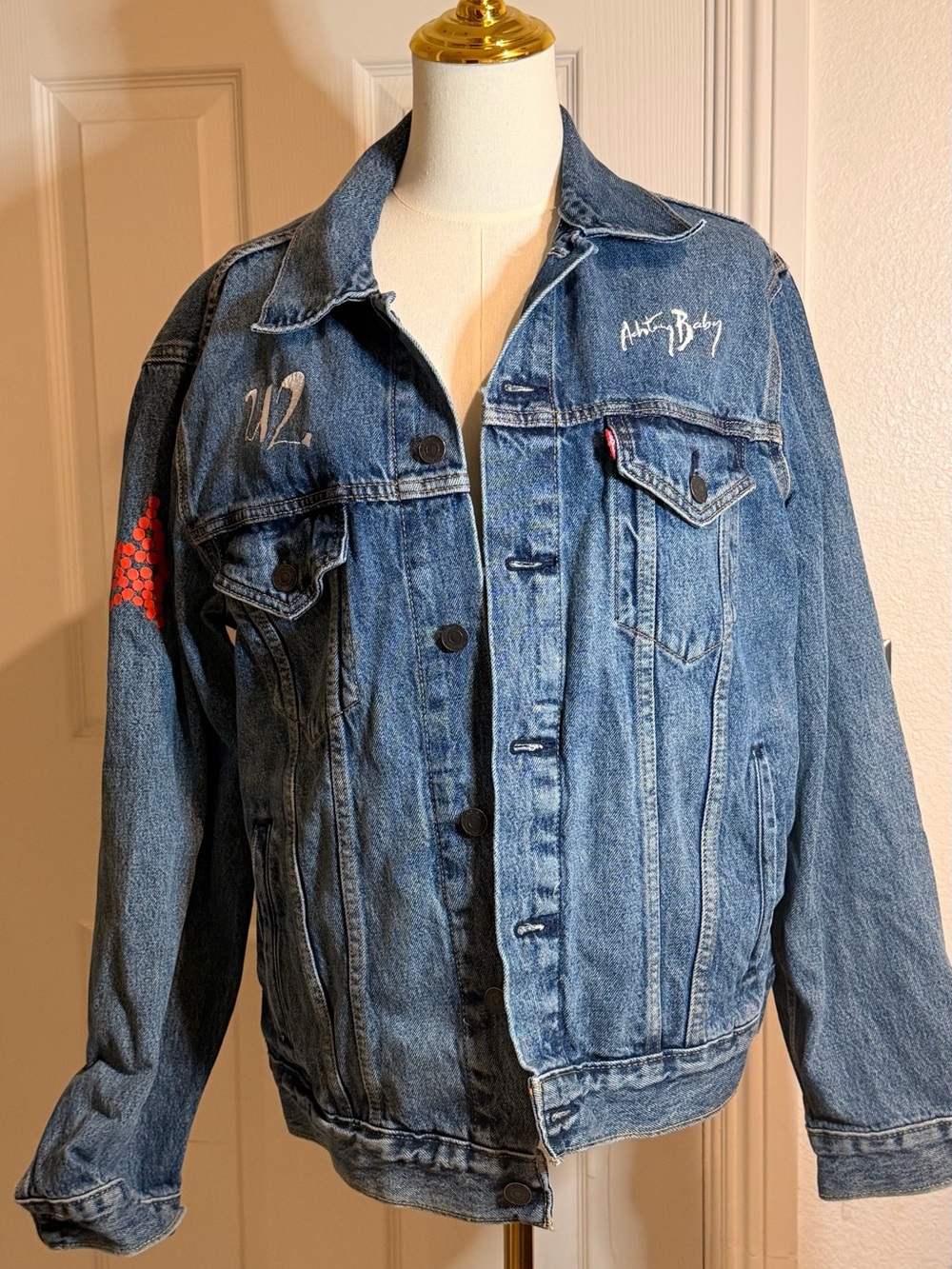 Levi's Medium Blue Denim Jacket with Red Sleeve Detail